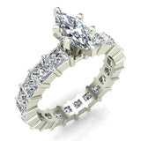 Marquise-Cut Center with Princess Eternity Diamond Wedding Ring 14K Gold-I,I1 - White Gold