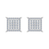 Square Cube Diamond Studded Earrings 14K Gold-G,SI - White Gold