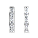 18K Hoop Earrings 18mm Diamond Line Setting Click-in Lock 0.90 ct-VS - White Gold