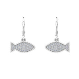 18k Fish 0.68 cttw Pave Set Diamond Stud Earring-G,VS - White Gold