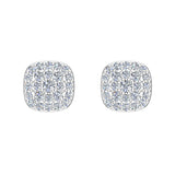 Cushion Cluster Diamond Stud Earrings 0.48 ct 14K Gold-G,SI - White Gold