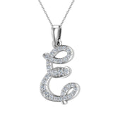 Initial pendant E Letter Charms Diamond Necklace 14K Gold-G,I1 - White Gold