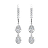 Teardrop Diamond Dangle Earrings Dainty Drop Style 14K Gold 0.92 ct-I,I1 - White Gold