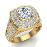 Round Diamond Engagement Rings Tapered Shank 14k Gold GIA 2.17 ct-I1 - Yellow Gold