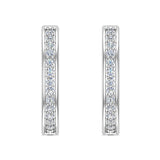 14K Hoop Earrings 21mm Diamond Setting Secure Click-in Lock 0.96 ct-G,SI - White Gold