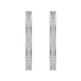 14K Hoop Earrings 33mm Diamond Line Setting Click-in Lock 2.28 ct-I,I1 - White Gold