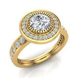 1.55 Ct Vintage Inspired Closed Set Solitaire Diamond Engagement Ring 18K Gold-G,VS - Rose Gold
