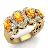 2.40 Ct Oval Yellow Sapphire & Diamond Band Ring 14K Gold - Yellow Gold