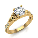 0.90 Carat Art Deco Trinity Knot Solitaire Wedding Ring 14K Gold-G,I1 - Yellow Gold