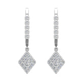 Kite Diamond Dangle Earrings Dainty Drop Style 14K Gold 0.75 ct-I,I1 - White Gold