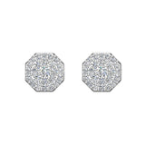 Neolithic Hexagon Pave Diamond Stud Earrings 1/2 ct 14K Gold-G,SI - White Gold