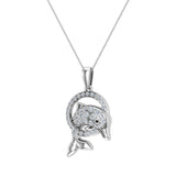 Bottle-Nose Dolphin 14K Gold Diamond Charm Necklace 0.74 cttw-G,SI - White Gold