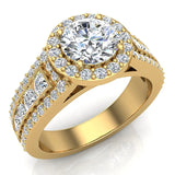 Round Diamond Halo Engagement Rings for Women GIA-18K Gold 1.90 ct-G,SI - Rose Gold