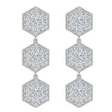 Hexagon Diamond Chandelier Earrings Waterfall Style 14K Gold-G,SI - White Gold