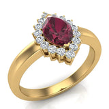 January Birthstone Garnet Marquise 14K Gold Diamond Ring 1.00 ct tw - Yellow Gold