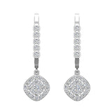 Cushion Diamond Dangle Earrings Dainty Drop Style 14K Gold 0.70 ct-G,SI - White Gold