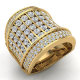 4.32 Ct Crossover Diamond Dome Ring 14K Gold (I,I1) - Yellow Gold
