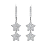 Star Diamond Dangle Earrings Dainty Drop Style 14K Gold 1.78 ct-G,SI - White Gold