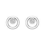 Diamond Earrings Circle Shape Studs Bezel Settings 10K Gold-J,SI2-I1 - White Gold