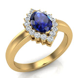 September Birthstone Sapphire Marquise 14K Gold Diamond Ring 1.00 ct tw - Yellow Gold