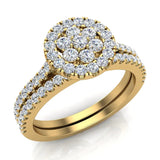 0.75 carat total weight Flower cluster Diamond Wedding Ring Bridal set 18K Gold  (G,VS) - Yellow Gold