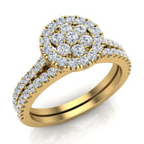 0.75 carat total weight Flower cluster Diamond Wedding Ring Bridal set 14K Gold  (I,I1) - Yellow Gold