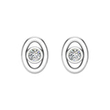 0.10 ct Diamond Earrings Oval Shape Stud Bezel Settings 10K Gold-J,SI2 - White Gold