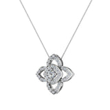 0.90 cttw Floral pattern motif Diamond Necklace 18K Gold (G,VS) - White Gold