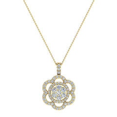 Necklace Flower Diamond Loop Statement piece Yellow Gold