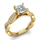 Princess-Cut Solitaire Diamond Braided Shank Engagement Ring 14K Gold (I,I1) - Yellow Gold
