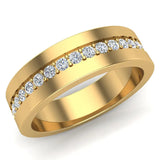 Men’s Diamond Wedding Band Groove & Diamond Look 14K Gold-G,SI - Yellow Gold