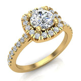 Ravishing Round Cushion Halo Diamond Wedding Ring 1.15 ctw 14K Gold (G,I1) - Yellow Gold