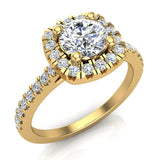 Ravishing Round Cushion Halo Diamond Wedding Ring 1.15 ctw 18K Gold (G,SI) - Yellow Gold