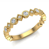 Circles & Squares Stacking Milgrain Diamond Wedding Band 0.32 ctw 14K Solid Gold Glitz Design (I,I1) - Yellow Gold