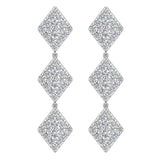 Kite Diamond Chandelier Earrings Waterfall Style 14K Gold (I,I1) - White Gold