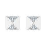 Pyramid Style Accented Diamond Stud Earrings 14K Gold-G,SI - White Gold