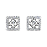 14K Gold Diamond Stud Earrings Square Shape 0.88 carat (I,I1) - White Gold