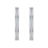 14K Hoop Earrings 29mm Diamond Line Setting Click-in Lock 1.52 ct-I,I1 - White Gold