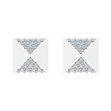 Pyramid Style Accented Diamond Stud Earrings 14K Gold-I,I1 - White Gold