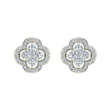 1.60 Ct Unique Diamond Loop Stud Earrings Cluster 14K Gold-G,SI - White Gold