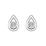 Diamond Earrings Tear-Drop Shape Studs Bezel Settings 10K Gold-J,SI2-I1 - White Gold
