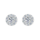 Halo Cluster Diamond Earrings 0.77 ctw 18K Gold (G,VS) - White Gold