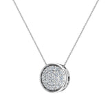 14K Gold Necklace Button Dainty Button Style Pendant 0.50 ctw-G,SI - White Gold