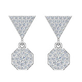Hexagon Diamond Dangle Earrings 14K Gold-I,I1 - White Gold