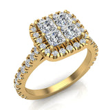 Princess Cushion Halo Diamond Engagement Ring 1.38 ctw 14K Gold-I,I1 - Yellow Gold