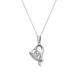 Dainty Heart Pendant Round 4mm Diamond Necklace 18K Gold 0.25 CTW-G,SI - White Gold