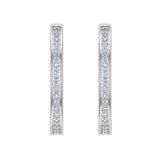 14K Hoop Earrings 29mm Diamond Line Setting Click-in Lock 1.52 ct-G,SI - White Gold