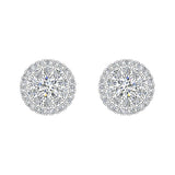 Double Halo Cluster Diamond Earrings 1.01 ct 14k Gold-G,SI - White Gold