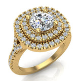 Cushion Halo Diamond Engagement Ring 1.66 cttw 14K Gold-I,I1 - Yellow Gold