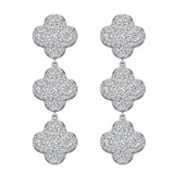 Clover Diamond Chandelier Earrings Waterfall Style 14K Gold Glitz Design-G,SI - White Gold